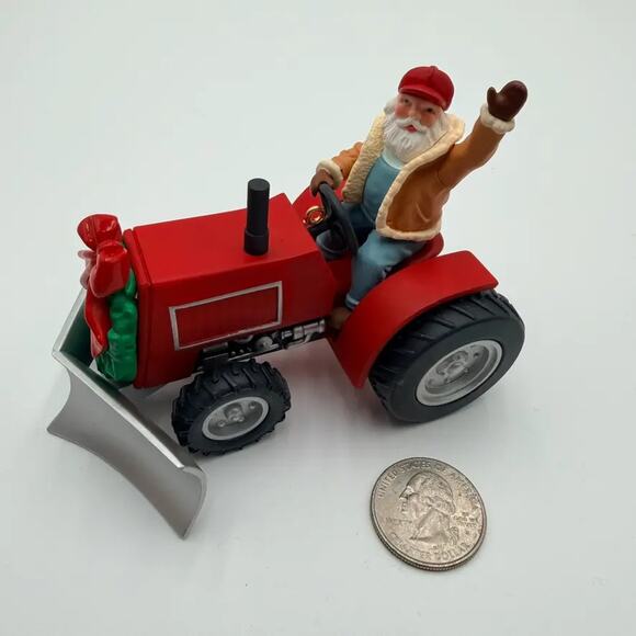 Vintage Christmas Ornaments Lot 3 Santa Tractor Felt Soldier Ceramic Face Decor - Picture 3 of 7